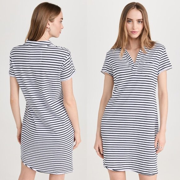 Frank & Eileen Lauren Navy French Stripe Triple Fleece Polo Mini Dress Size XS - Picture 11 of 11
